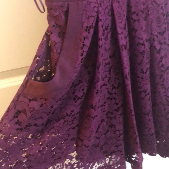 Burgundy lace Free People party dress, cutout back - Picture 5 of 8